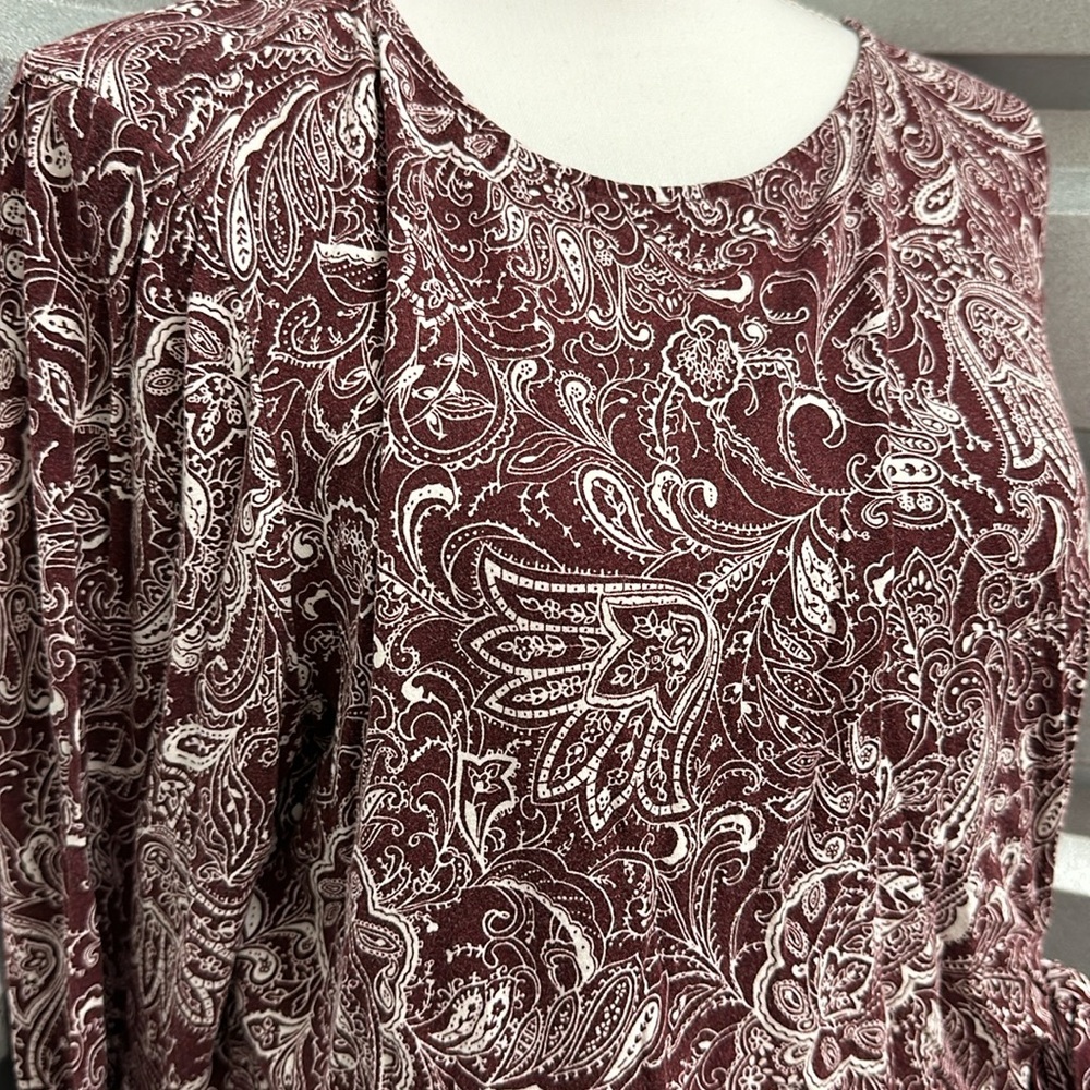 Liz Claiborne Career Women Y2K Long Sleeve Paisley Top Size XL Side Tie Casual - Picture 5 of 9